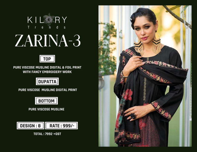 Zarina 3 By Kilory Viscose Muslin Digital Printed Salwar Kameez Wholesale Online